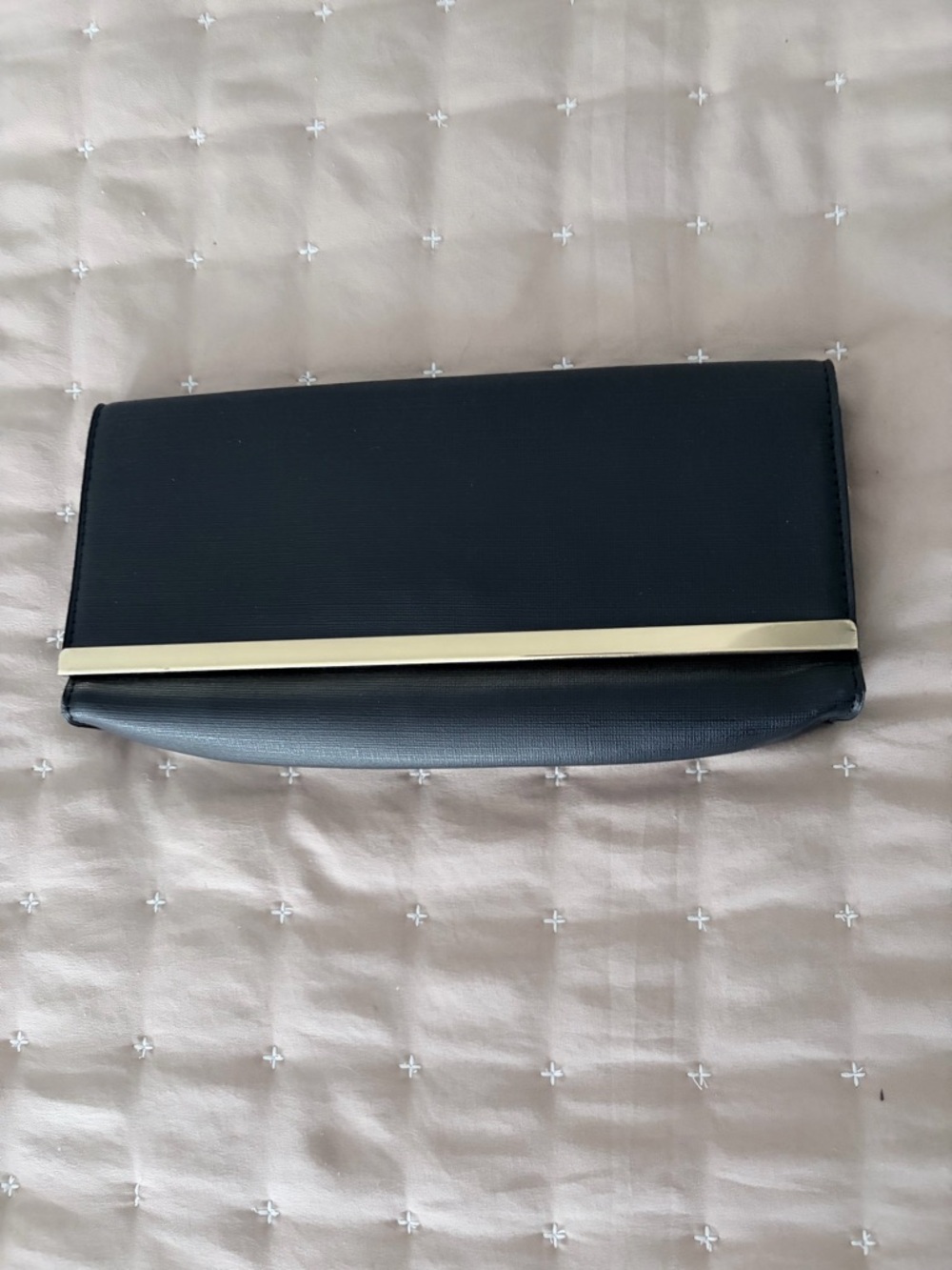 Sleek Black Clutch with Gold Accent